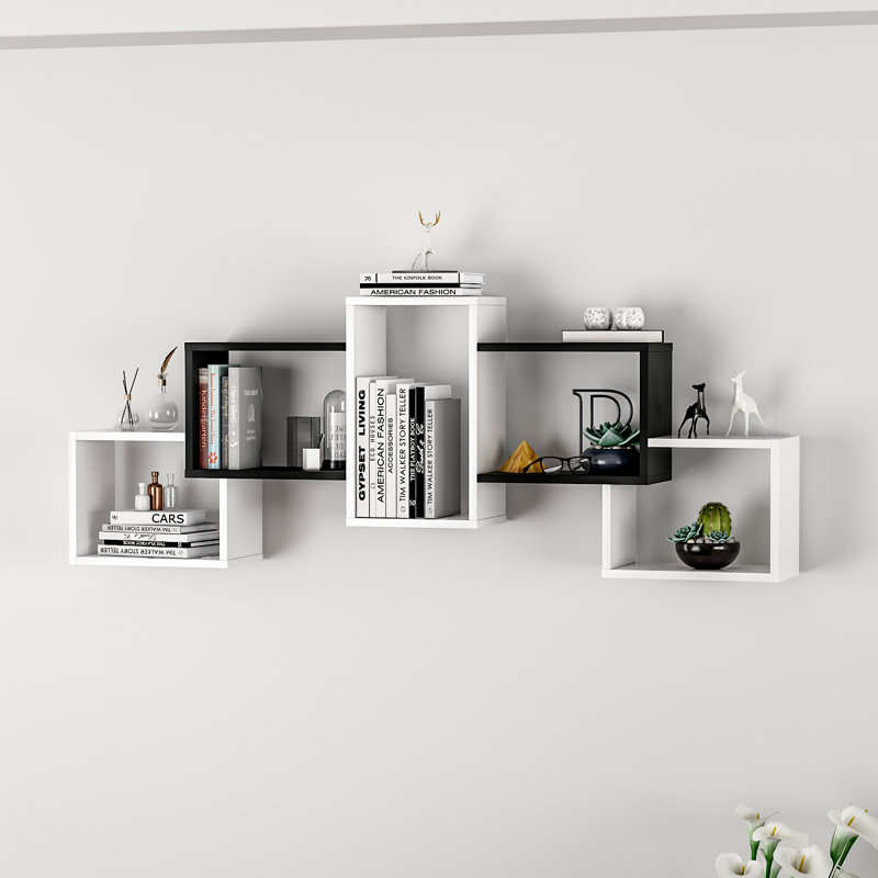 Camryn Wood Cube Shelf, White/Black
