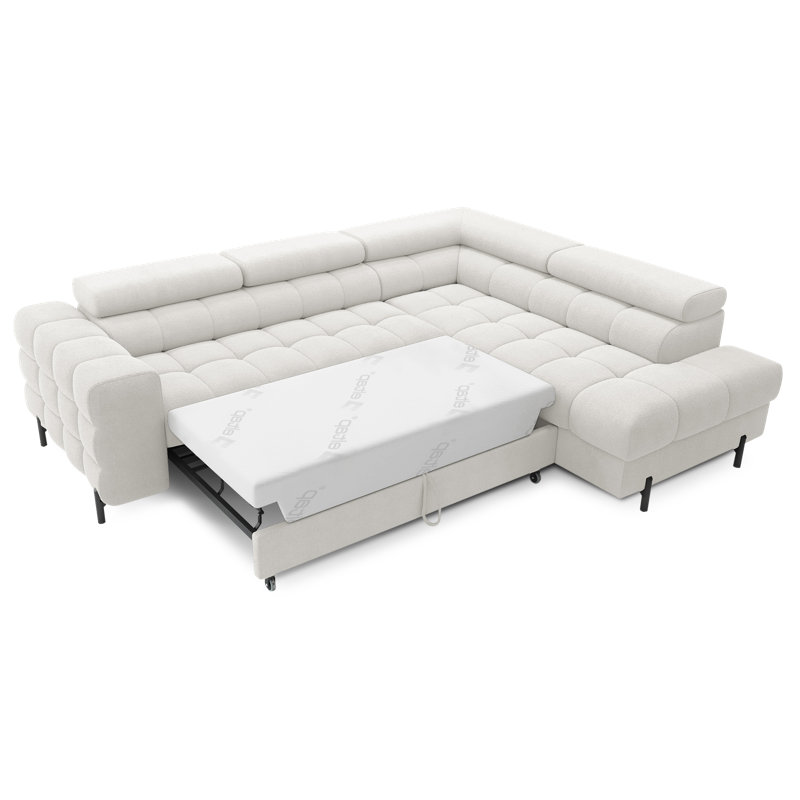 Burglind 5 Seater Sofa Bed, White Amore 1, Right Hand Facing