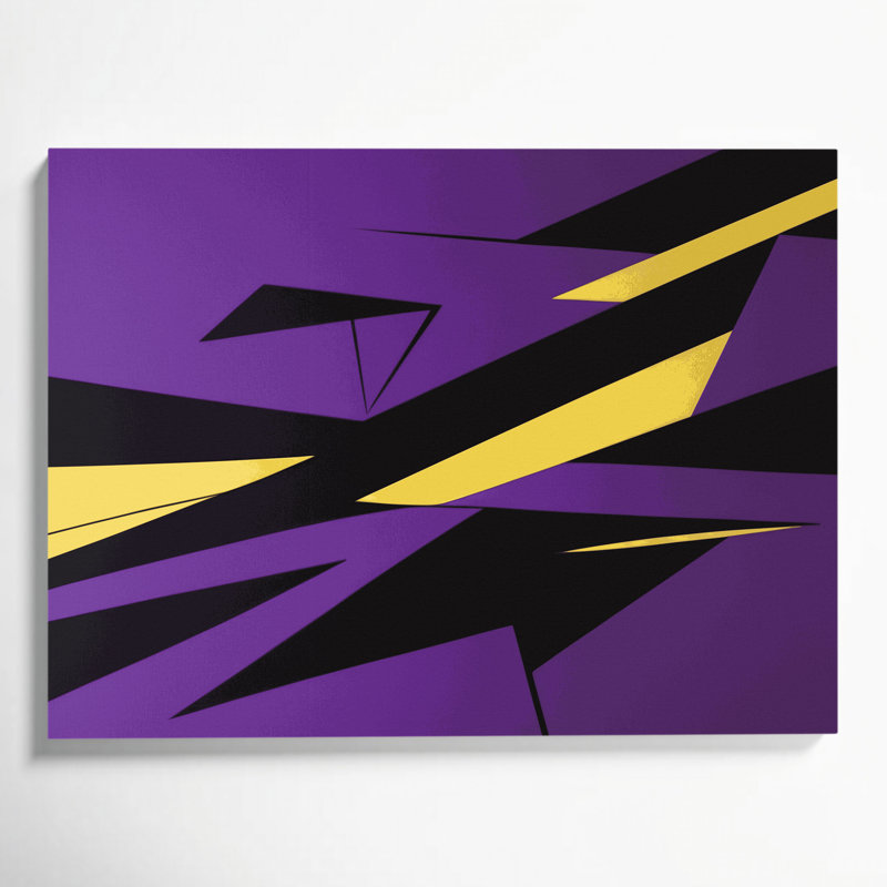 «Geometric Abstraction 10», art mural sur toile mauve, H 24 po x l 36 po