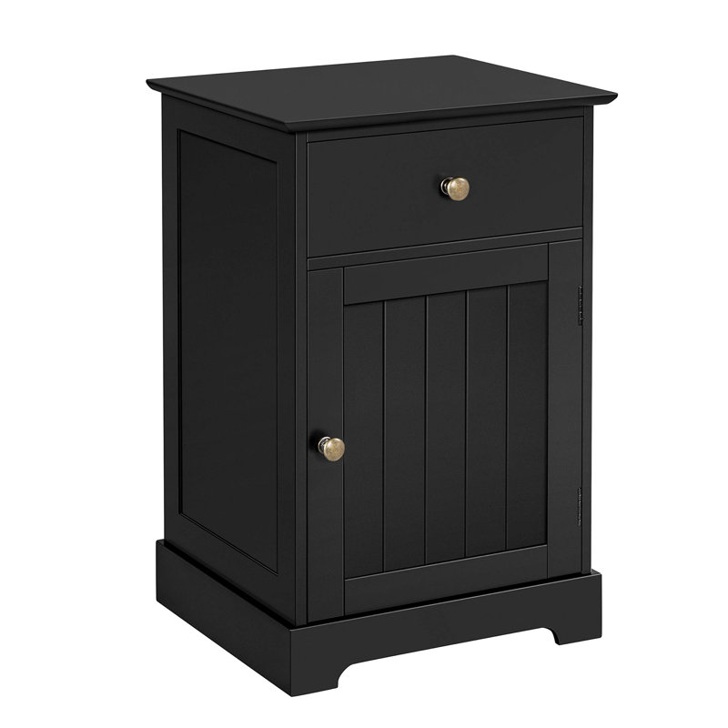Jianglin 40cm W Manufactured Wood Bedside Table, Black