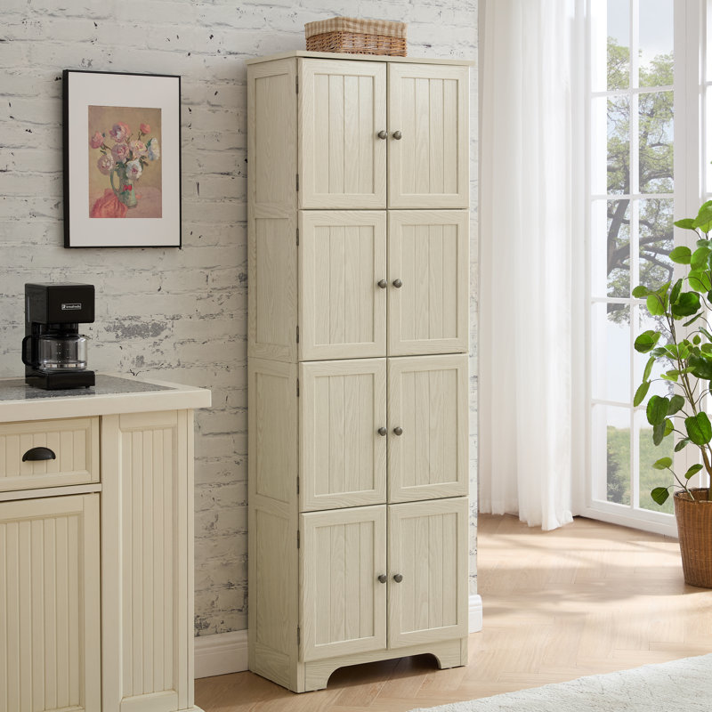 Grande armoire de rangement de 72,4 pouces avec 8 portes et 4 tablettes pour une utilisation polyvalente, une conception élégante et spacieuse pour diverses pièces
