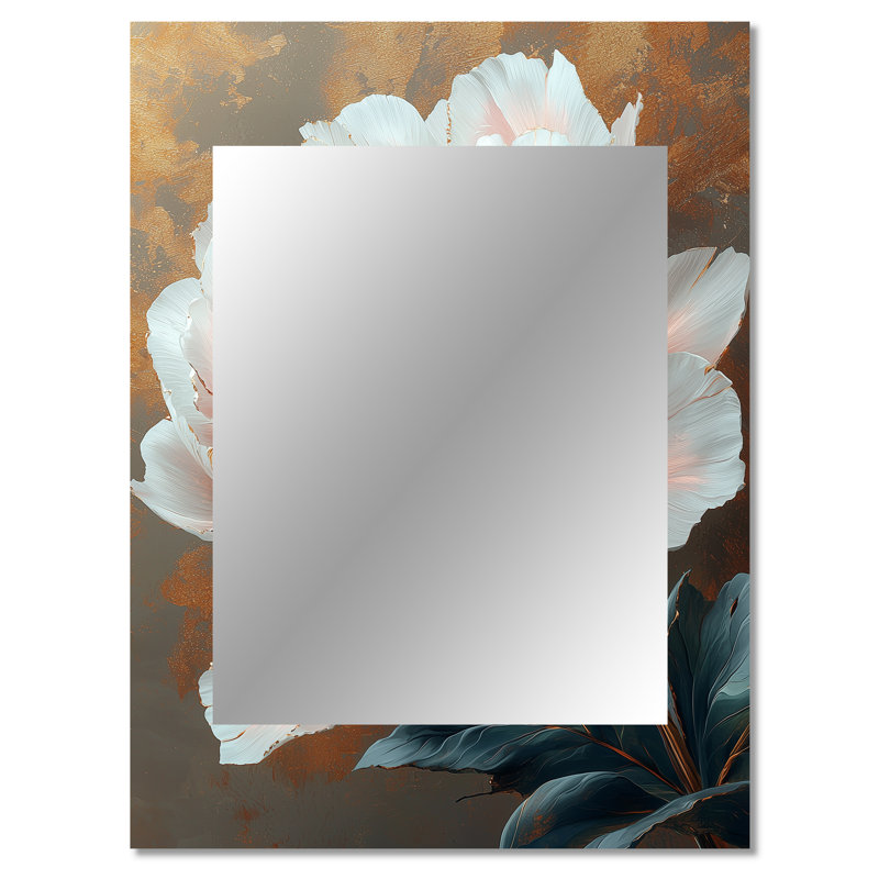 Pink Gold Peony Bloom In Sunlight V - Peony Decorative Wall Mirror, Pink Mirror, Printed Metal Art, 40" x 30"
