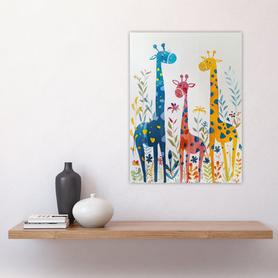 Cute Giraffe Family Watercolour Wall Art Print