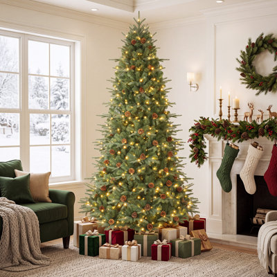 Sapin de Noël artificiel blanc avec lumières DEL