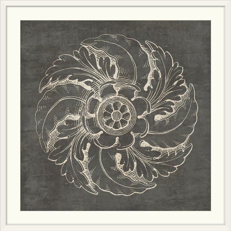 « rosette iv », impression grise, H 35 po x l 35 po x P 1,5 po, Toile