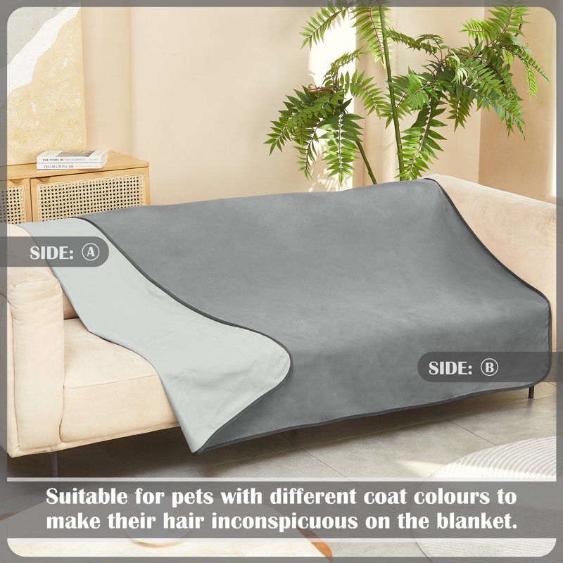 Queen Size Light Gray and Dark Gray Reversible Fleece Blanket