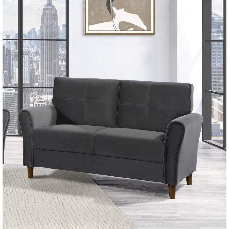 Causeuse en tissu d'ameublement en velours, Gris