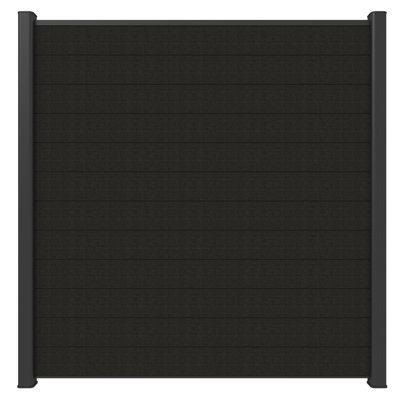 UltraEasy Flat Style Enclosures 6 ft. x 6 ft. Indian Ebony Composite Horizontal Fence Panel Kit with Black Frame