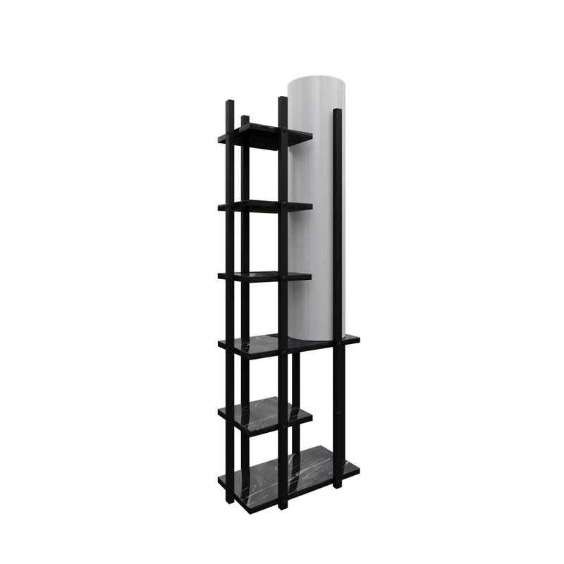 Stylish Floor Lamp, Black & White, 53.1 x 9.8 x 53.1 inches | Durable Particle Board Body with MDF Profile, Fabric Cap (8.3 x 8.3 inches) | On/Off Switch, E27 Socket (Max 60W) | Modern Design for Living Room & Bedroom