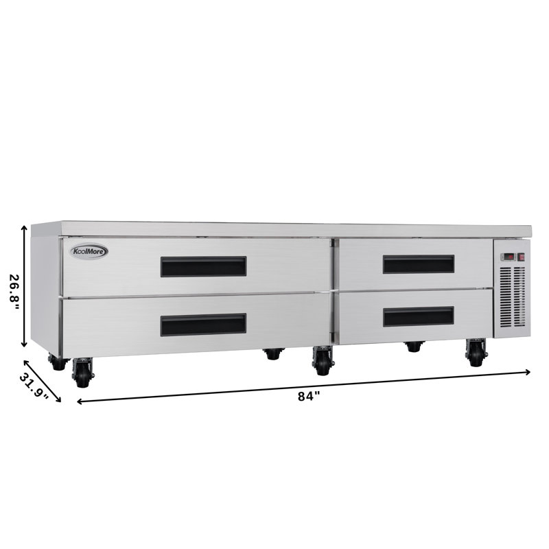 84" Stainless Steel Commercial Chef Base Refrigerator with Smart Features