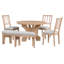 Ensemble de salle à manger rustique 5 pièces avec 3 chaises rembourrées et banc courbé-790374035
