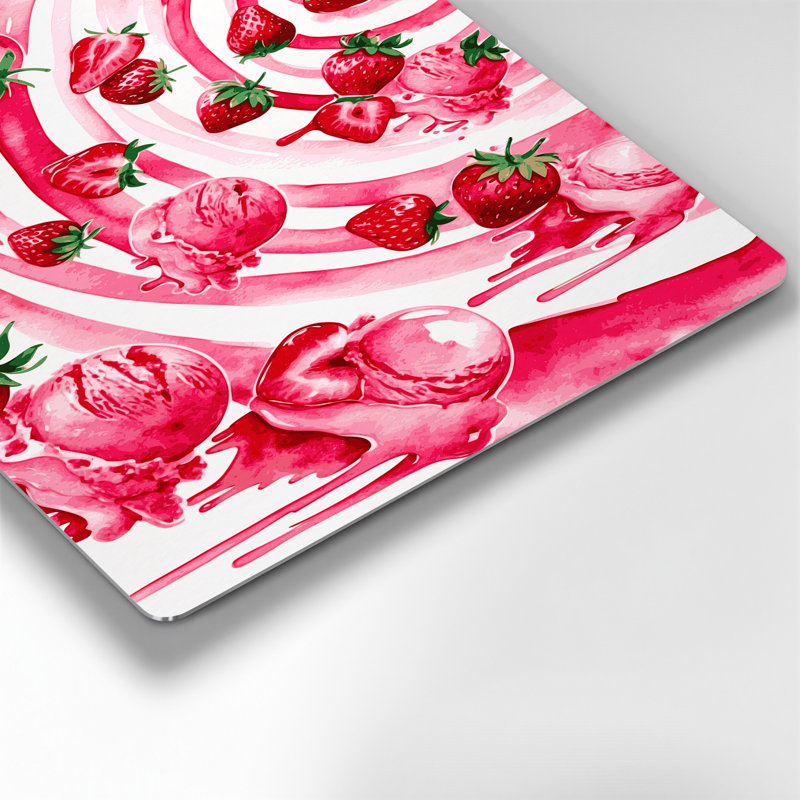 Desserts, crème glacée à la fraise, art mural en métal beige, H 11 po x l 14 po