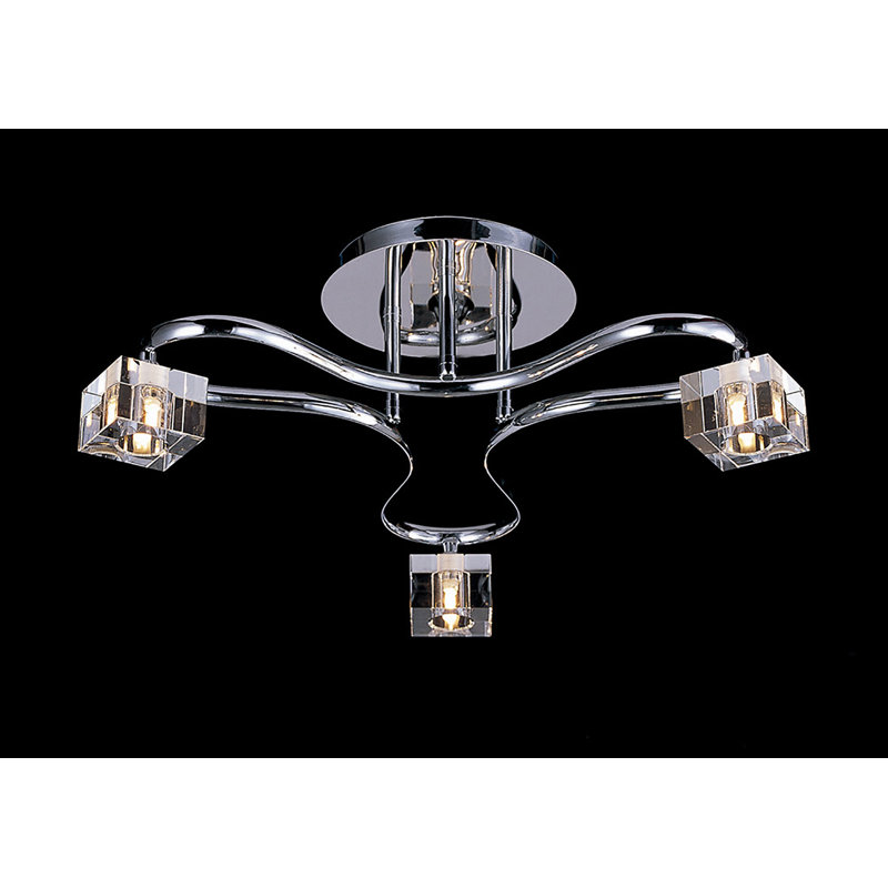 Acklin Glass Semi Flush Mount, 3 Light