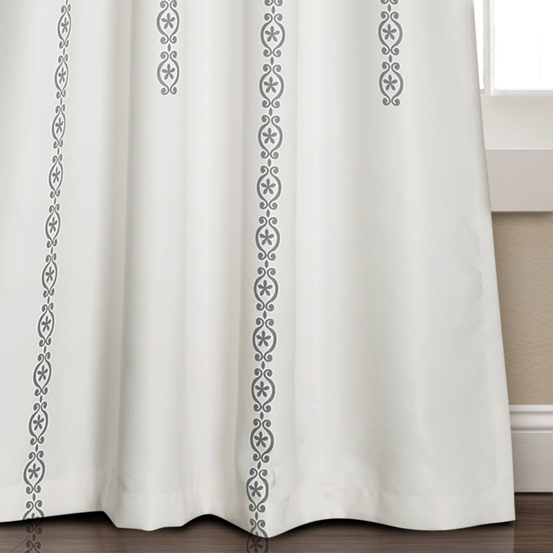 Panneaux de rideaux semi-diaphanes avec passe-tringle Medallion, Gris
