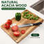Ensemble de 2 planches à découper pour cuisine en bois d'acacia à structure de grain de bord 45,7 x 30,5 x 2,5 cm pour la viande, les légumes, les fruits