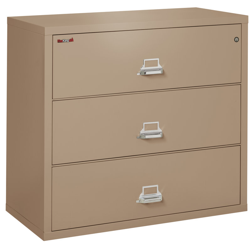 44.5'' Wide 3 -Drawer Steel File Cabinet, Taupe, E-Lock
