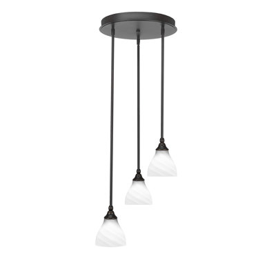 Luminaire suspendu suspendu en grappe à 3 lumières avec verre de marbre blanc 6,25 po Myrtie