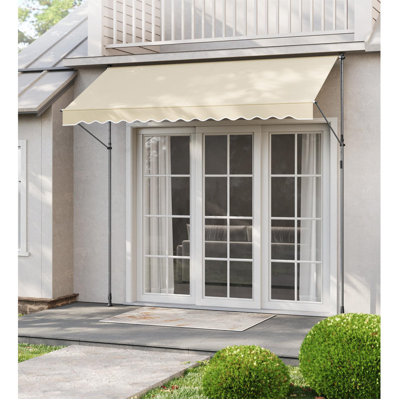 Dakota Fields 120cm W x 300cm D Polyester Cover Retractable Patio Awning, Beige