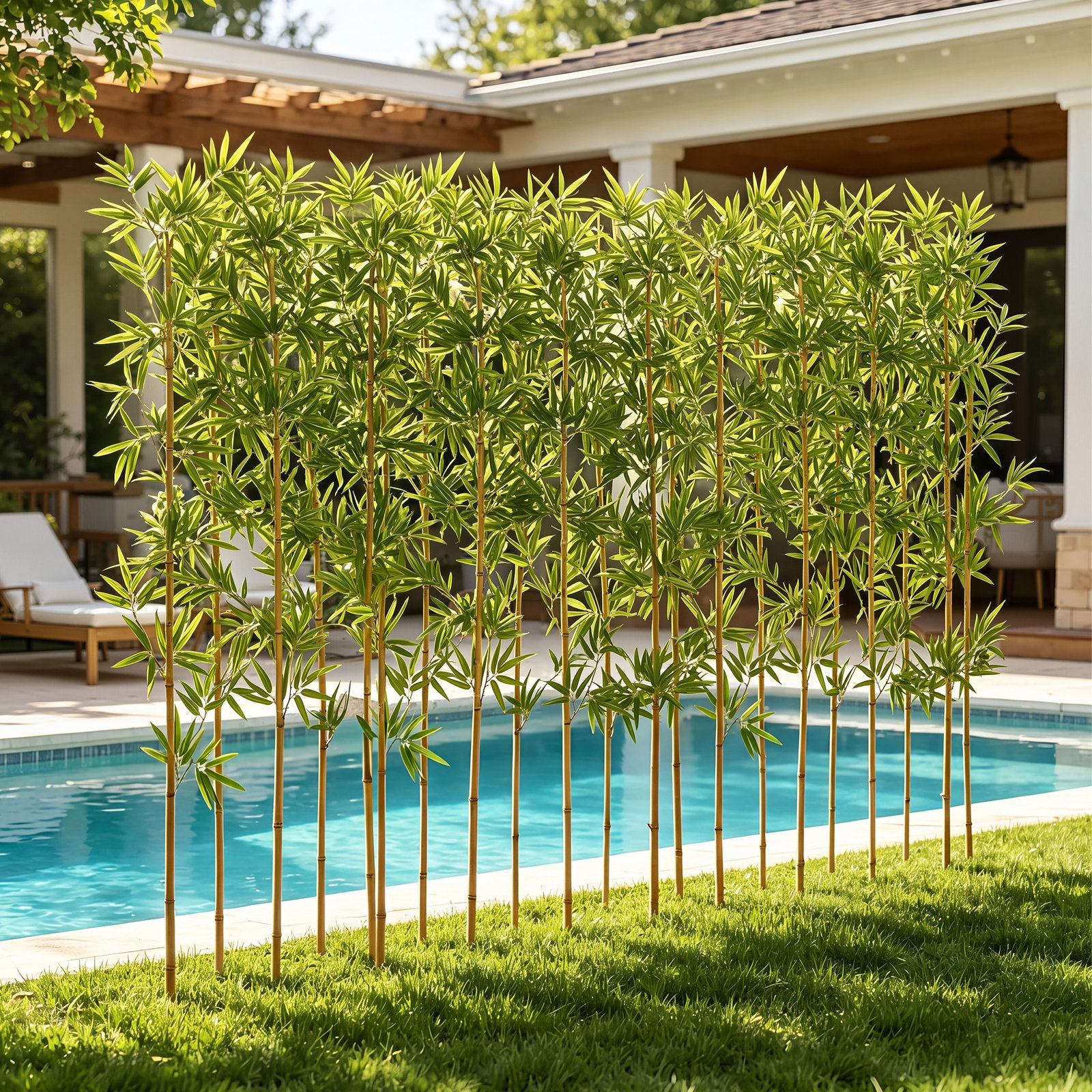 Adcock Artificial Bamboo Tree, Privacy Fence Decor - Real Bamboo Pole with UV Resistant Leaves, 72" H x 15" W x 15" D, 24