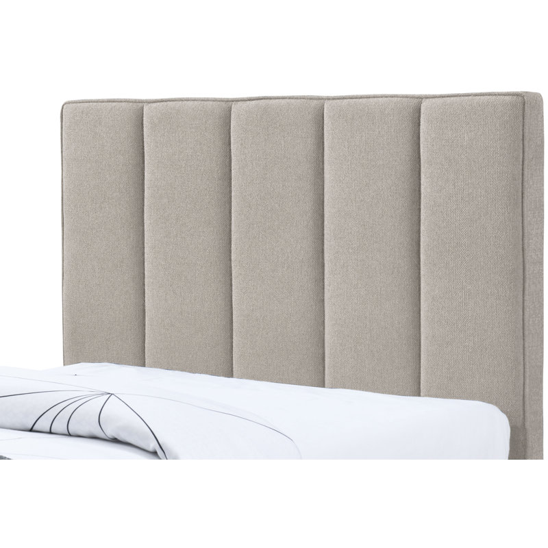 Harper Sav Twin Tufted Platform Bed, Beige Linen Textured Fabric