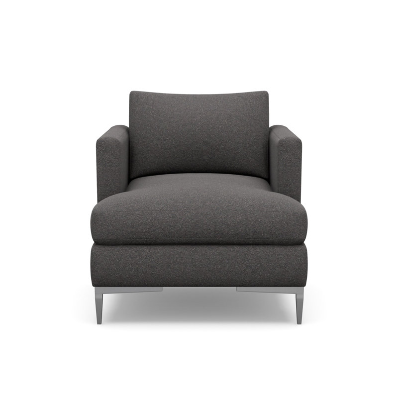 Aiden Accent Chair, Polished Stainless, Rise Charcoal (Performance fabric) 1357-95