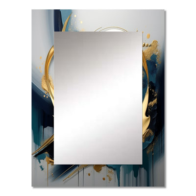 Golden grey Abstract Fractal Whirls of serenity II - Fractal Unique Mirror, Gold Large Wall Mirror, Printed Metal Art