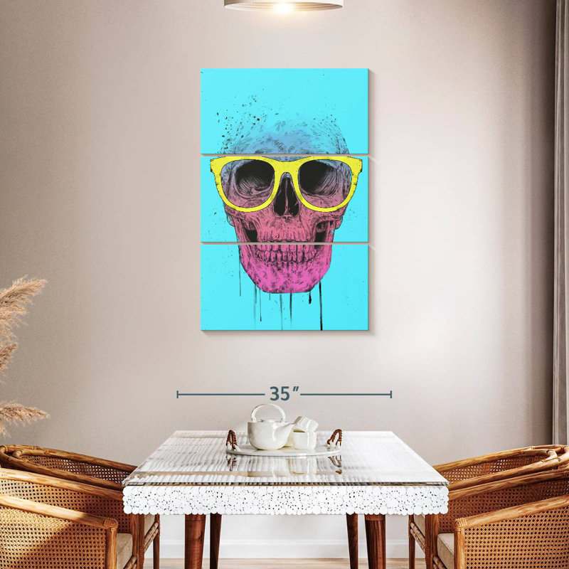 Kerner Pop Art Skull With Glasses, 45" H x 28" W