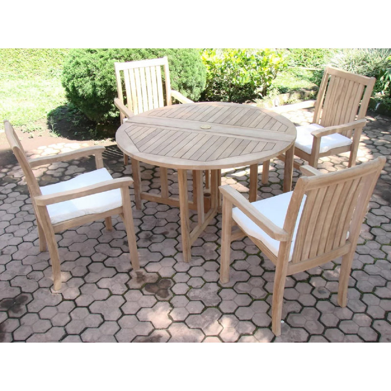 Mercato 4 - Person Teak Wood Patio Dining Set with Round Table