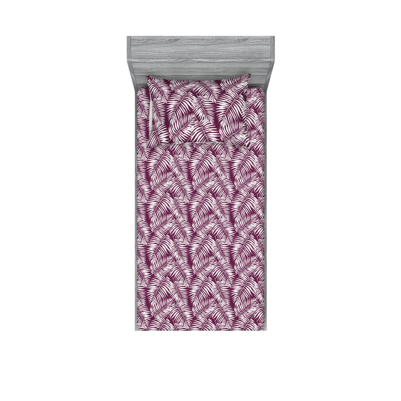  Ensemble de draps en microfibre Floral, Ensemble de draps pour lit simple avec 1 taie d'or, Prune