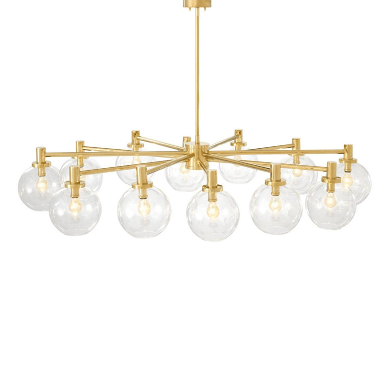 Light Dimmable Globe Selva Crown Chandelier, Clear, Polished Nickel, 72” Width x 55" Depth x 16” Height