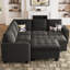 Lit modulaire en velours avec rangement et repose-pieds pour le salon-1195655264