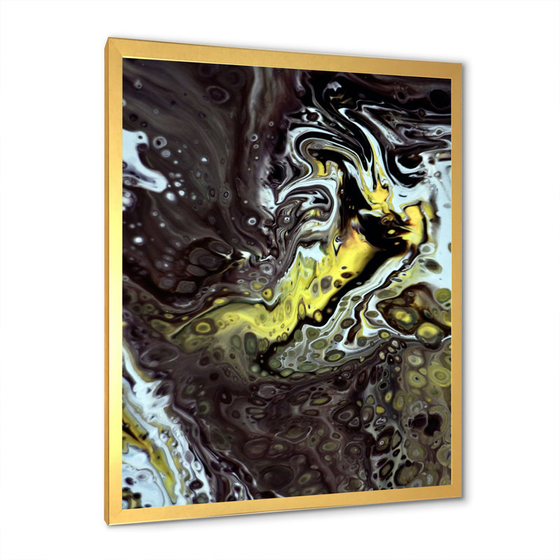 Œuvre d'art moderne sur toile, Encadrement doré, H 16 po x l 32 po x P 1 po