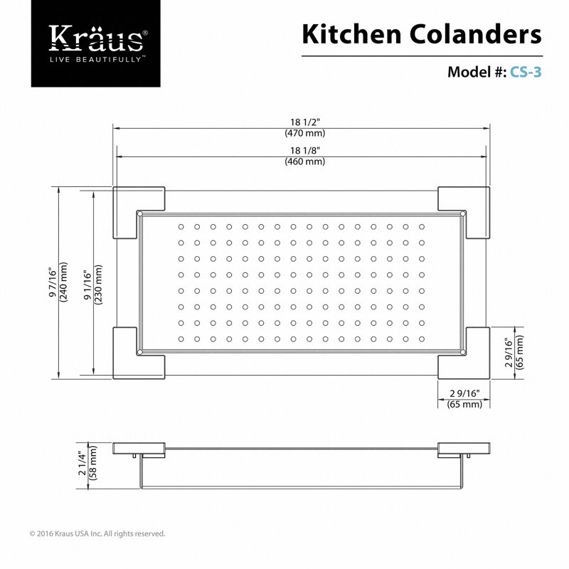 Kraus 18.5'' Stainless Steel Colander with Protective Cushions
