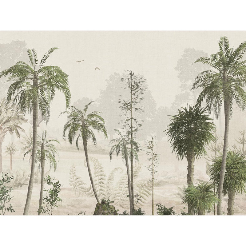 Palmier sur fond clair, scène tropicale, L 108 po x l 144 po