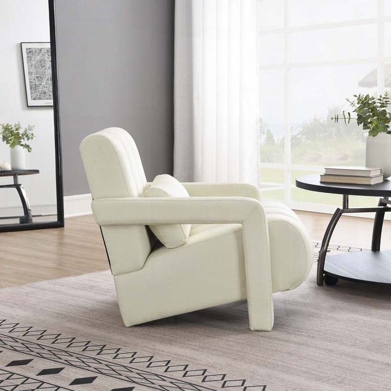 Fauteuil rembourré en lin, Beige