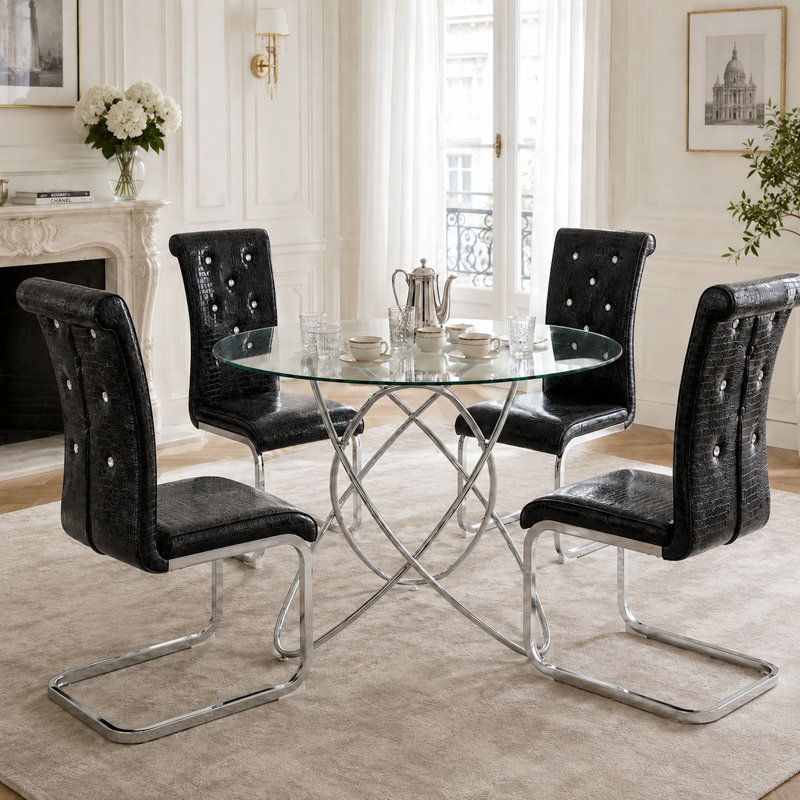 Ensemble de salle à manger 5 pièces Brett Modern Glam, Black