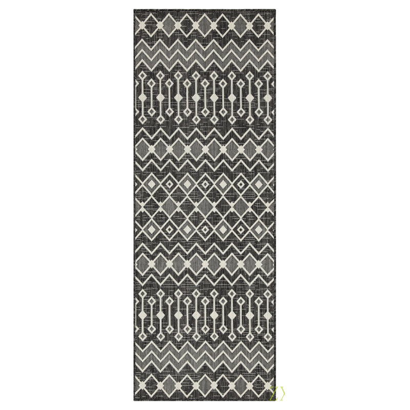Sunshine 2 Ft. 7 In. X 7 Ft. 3 In. Indoor/Outdoor Area Rug, Black, Runner 2'7" x 7'3"