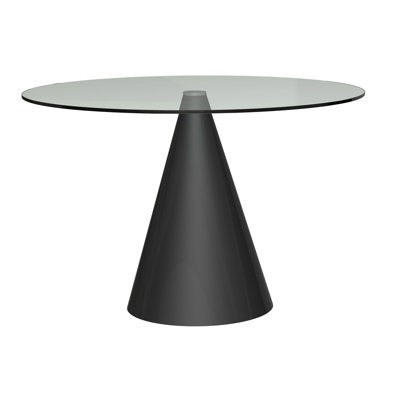 Bedminster Round Glass Top Dining Table with Stainless Steel Base
