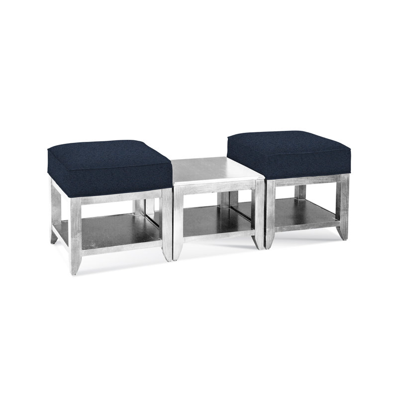 Elements Upholstered Cube Ottoman, Basic Navy; 0317-61, Havana