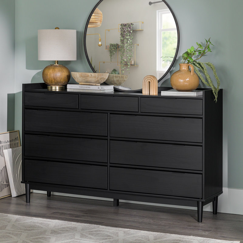 Commode double 9 tiroirs Gheorghe, Noir / pas robuste