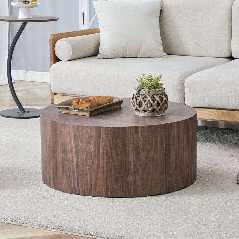 Table basse cylindrique simple, Noyer, Bois