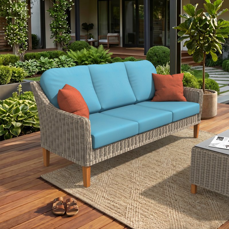 Sunbrella® Outdoor Sofa Seat/Back Cushion, Cast Horizon Sunbrella® Plainweave