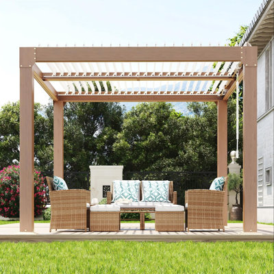 Outdoor Pergola with Adjustable Louvered Roof & Reinforced Aluminum Frame, Integrated Drainage System Gazebo for Deck or Patio, 10x10 FT