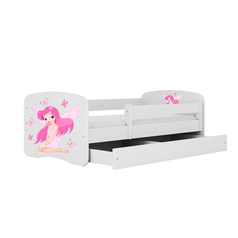 Cicero Drawer Convertible Bed and Mattress, European Toddler (80 x 180 cm), White