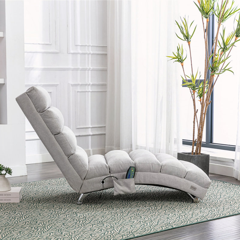 Chaise longue rembourrée, Gris clair