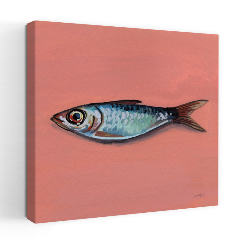 Contemporain simple sardine II avec art animalier noir, H 18 po x l 18 po
