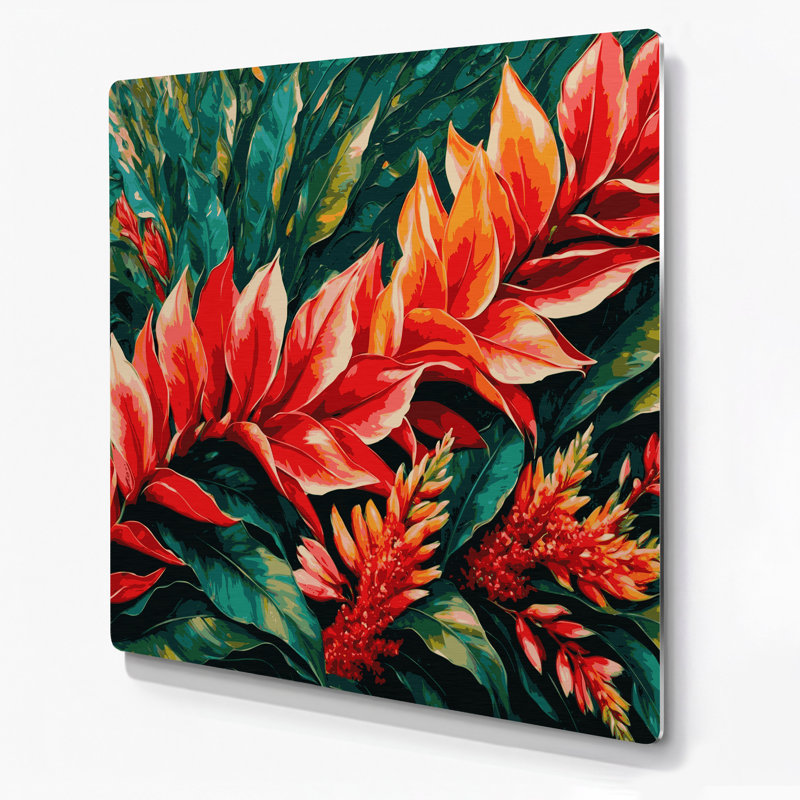 «Hawaiian Heliconia», art mural en métal vert