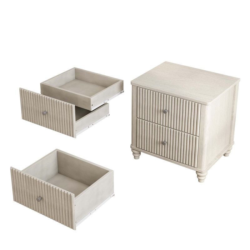 3-Piece Bedroom set,INcluding Bed and 2 Nightstands, Beige, Queen