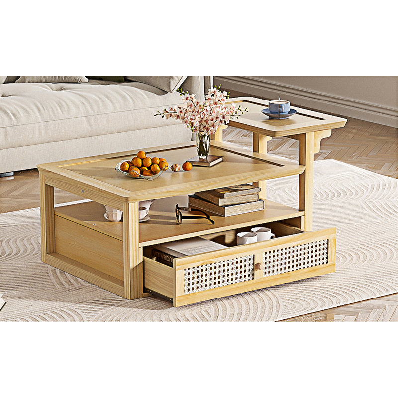Table basse avec rangement, Naturel