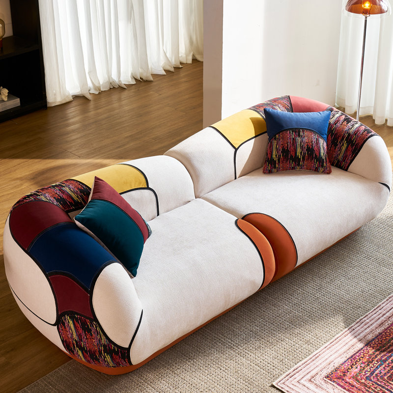 Canapé rembourré incurvé surdimensionné de 102 po de largeur moderne, 4 canapés modulaires désossés en forme de nuage, canapé-lit moelleux en chenille avec coussins de style bohémien pour le salon